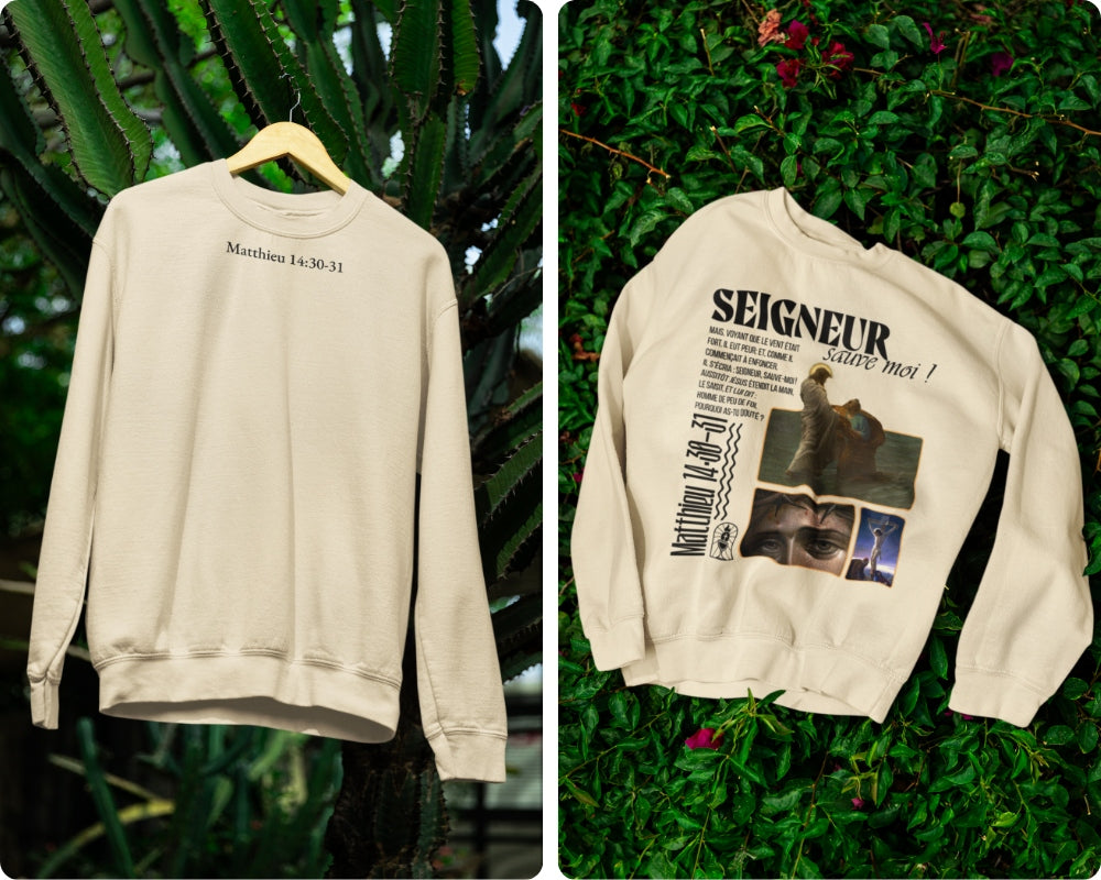 Sweatshirt Matthieu 14:30-31 Le 14e Apôtre