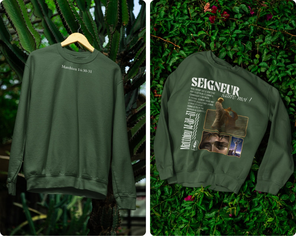 Sweatshirt Matthieu 14:30-31 Le 14e Apôtre