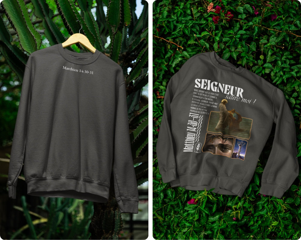 Sweatshirt Matthieu 14:30-31 Le 14e Apôtre